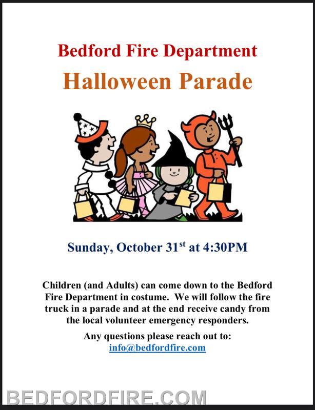 Halloween Parade on Sunday October 31st Bedford Fire Department